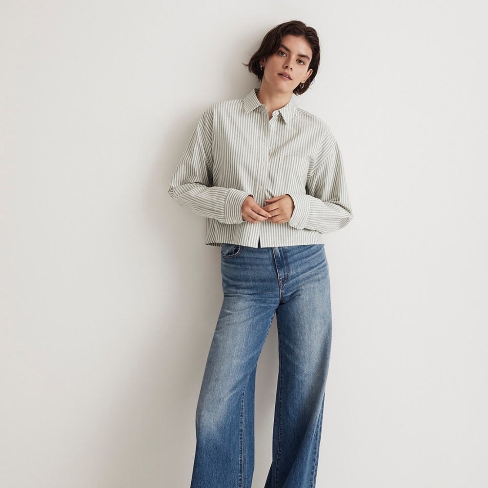 Madewell Signature Oxford Crop Shirt size M NWT